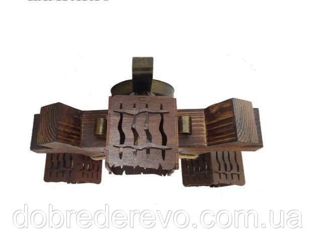 Люстра деревянна потолочна ковка на 3 плавфона Вижниця - фото 2