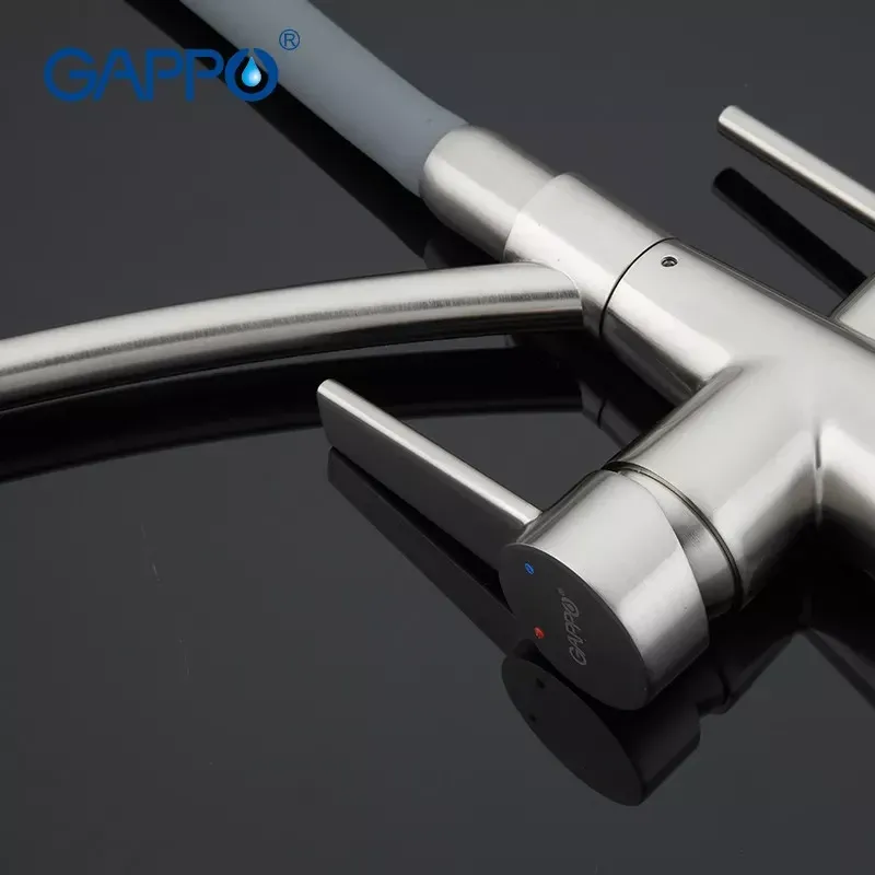 Змішувач для кухні з підключенням до фільтру GAPPO G4398 та гнучким виливом, сірий/сатин Київ - фото 3