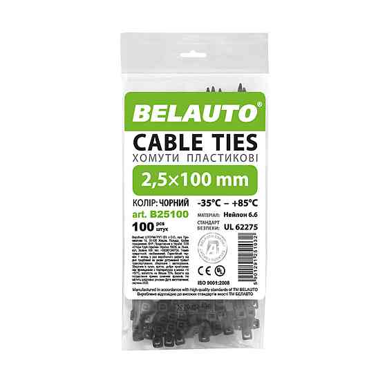 Хомути Белавто пластикові чорні 2,5x100, 100 шт Киев