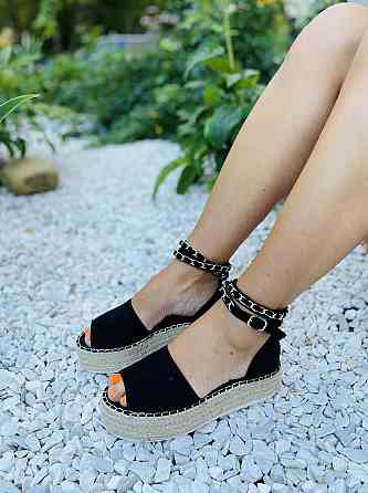 Seastar Чорні босоніжки літні жіночі на танкетці еко-замша SEASTAR JH153P 36р.38р.39р.40р. 36 Коломия