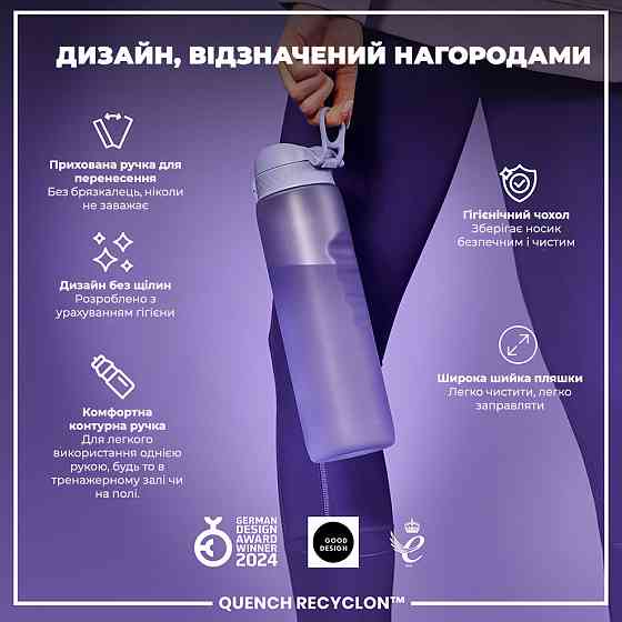 Пляшка для води ION8 1000 мл. (ЕКО пляшка) BPA Free, Light Purple Кам'янське