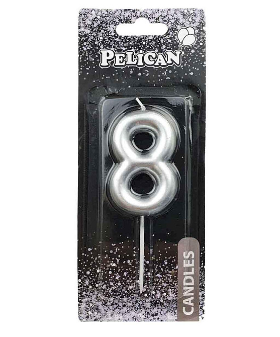 Свічка для торта 8 СРІБЛО 6см. 866028 ТМ PELICAN Киев - изображение 1