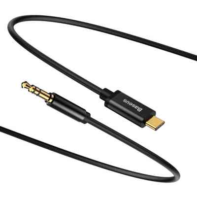 Кабель мультимедійний USB-C to 3.5mm M 1.2m black Baseus (CAM01-01) Вінниця