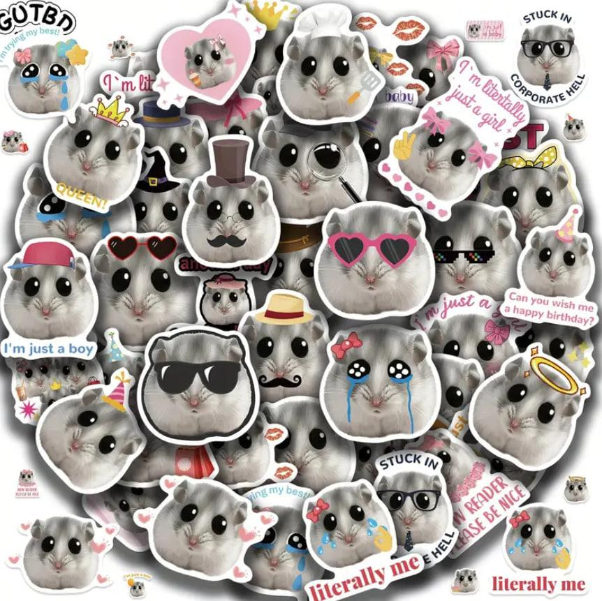 Набір із 50 стікерів "Сумний Хом'як Мем", Водонепроникні вінілові естетичні наклейки з хом'яком. Київ - фото 5