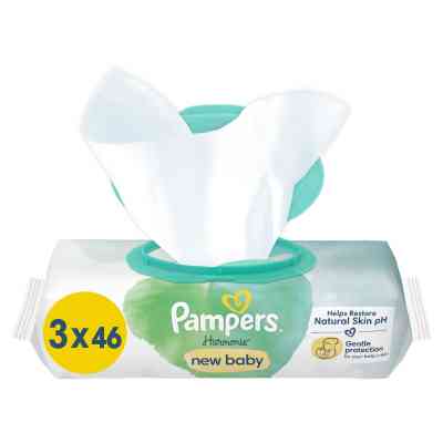 Детские влажные салфетки Pampers Harmonie New baby 3 пачки х 46 шт (8700216201025) Винница