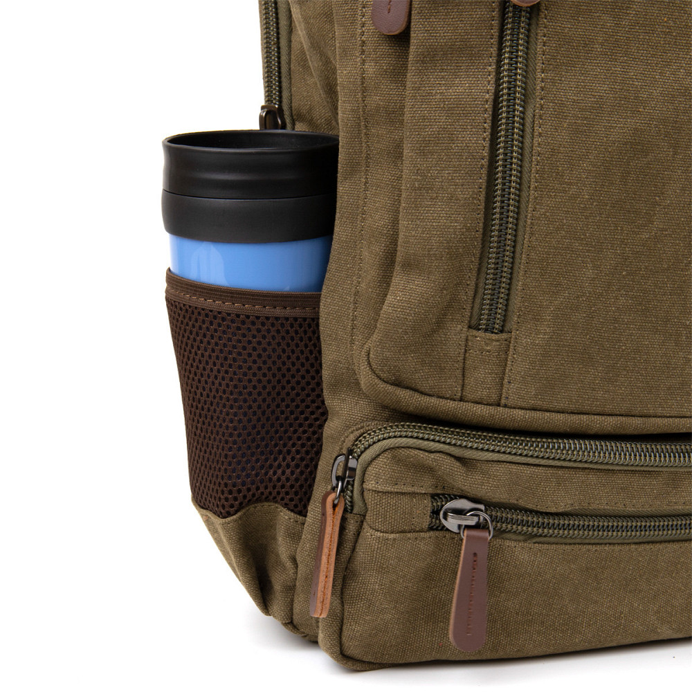 Рюкзак текстильний дорожній унісекс на два відділення Vintage 20612 Зелений Київ - фото 9