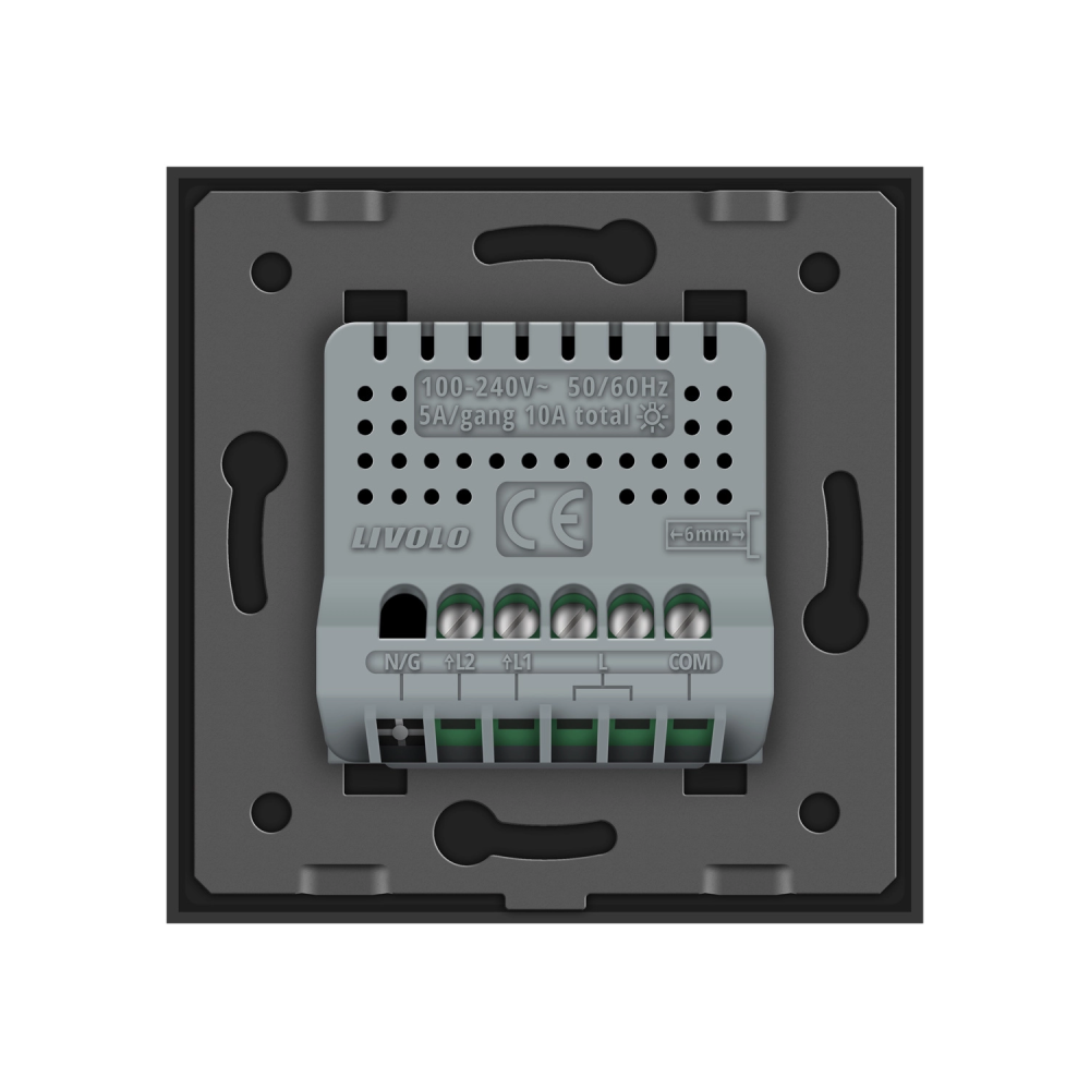 LIVOLO Розумний сенсорний прохідний/перехресний EC вимикач 2 сенсора LIVOLO чорний матове скло Коломия - фото 5