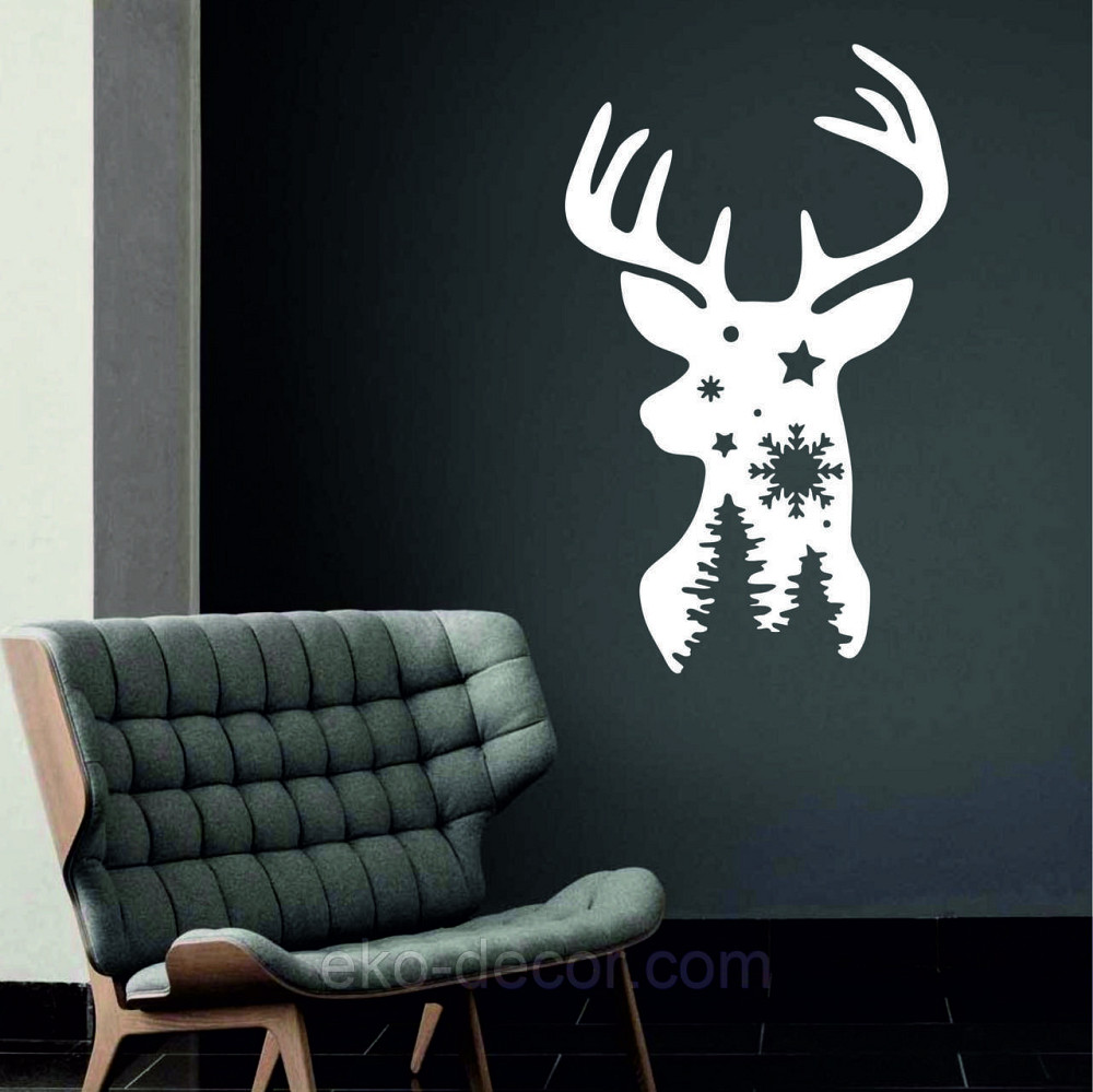 Декоративное настенное Панно «Олень», Декор на стену 90*54 см, Белый Киев - изображение 5