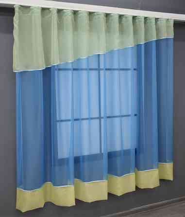 Кухонная занавеска VR-Textil № 047к голубой с желтым 280х170 см (52-0975) Киев