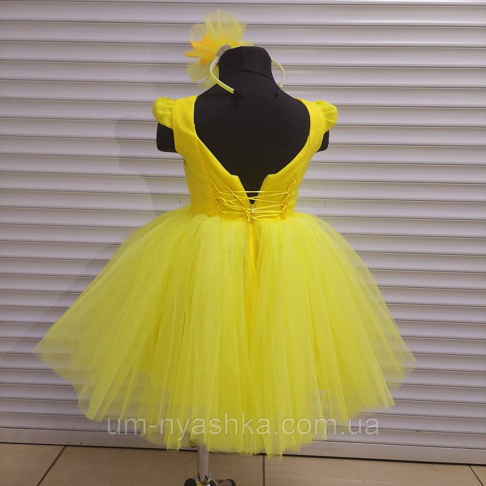 Желтое нарядное пышное платье с блестками Костюм Солнышко Цыпленок Одуванчик Кульбабка Кривой Рог - изображение 6