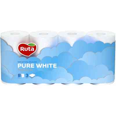 Туалетний папір Ruta Pure White 3 шари 8 рулонів (4820023747555) Вінниця