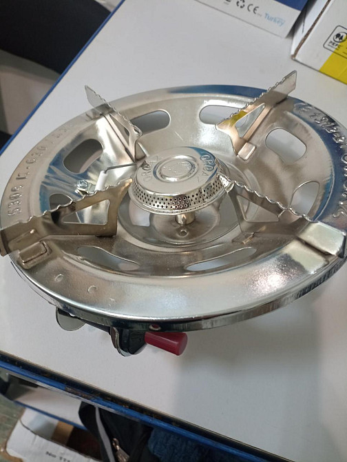 Газовий туристичний примус 22 см 4 ребра з п'єзо на заправний балон різьба 3/8" дюйма. Київ - фото 1