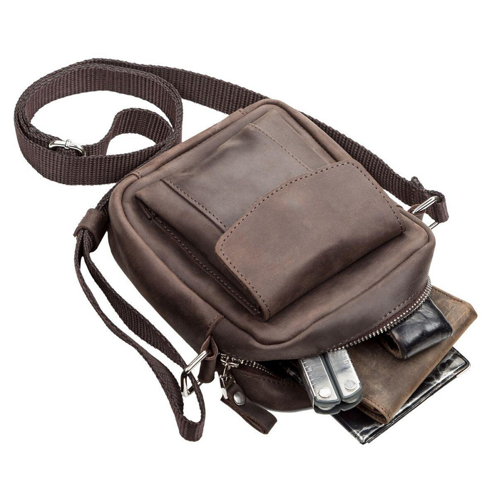 Сумка SHVIGEL 11077 з вінтажній шкіри Коричнева Київ - фото 4