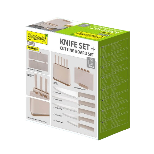 Набір ножів 10 предметів:(5шт + підставка + обробні дошки) MR-1412-BEIGE Maestro Житомир - фото 5