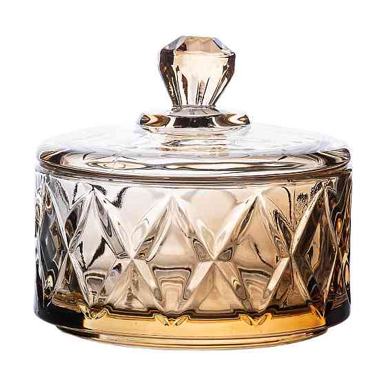 Yiwu Цукерниця з кришкою Ø 10 см скляна коричнева HP-YH-21 Київ