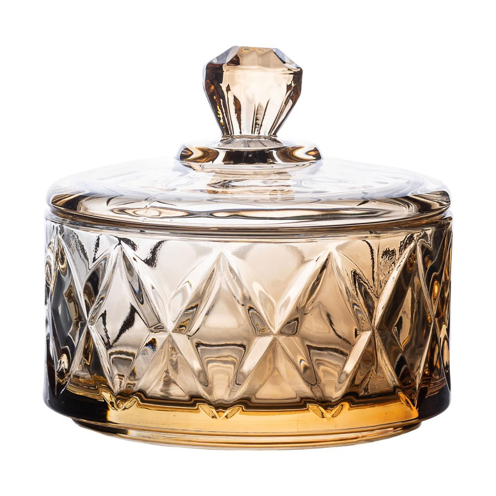 Yiwu Цукерниця з кришкою Ø 10 см скляна коричнева HP-YH-21 Київ - фото 2