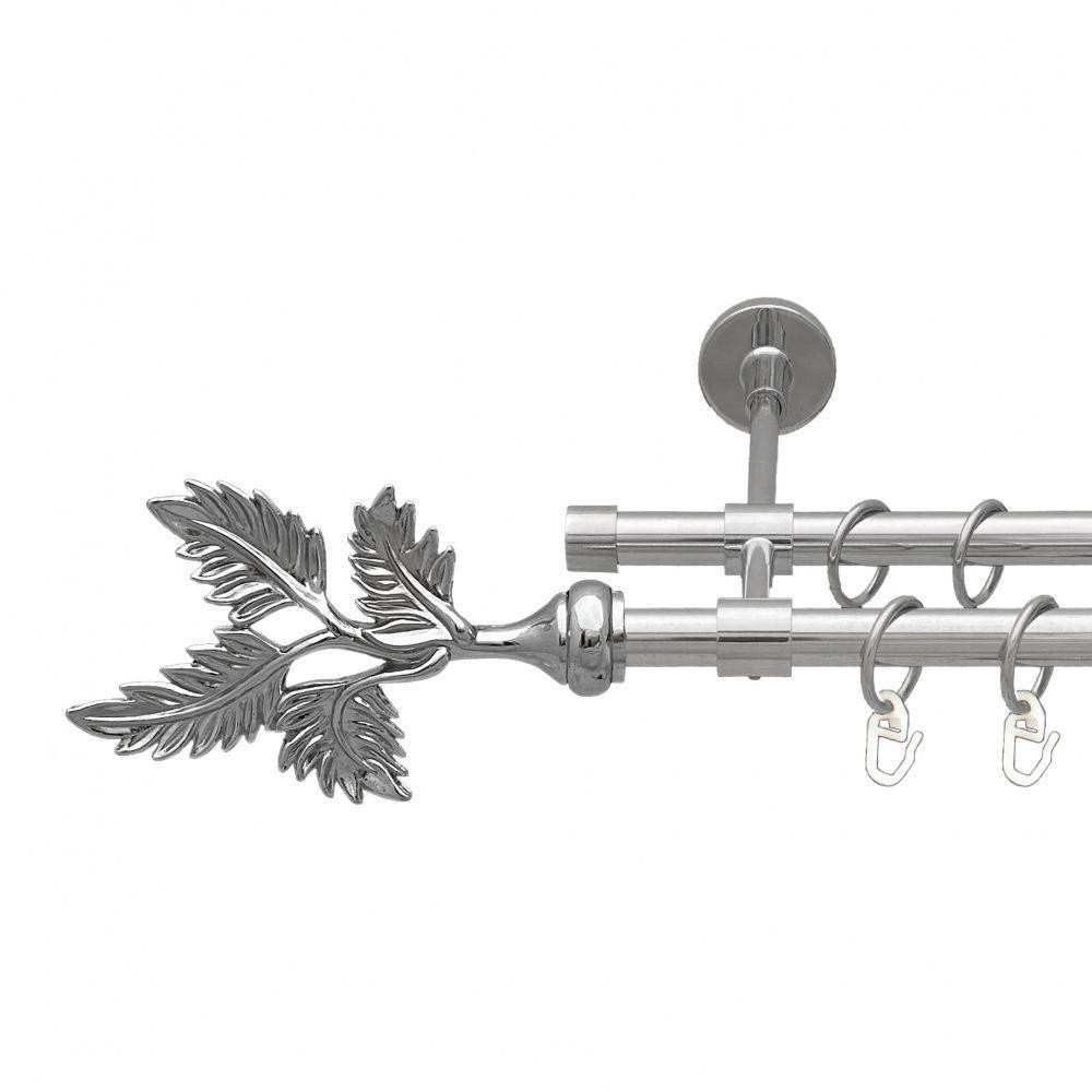 Карниз Orvit Папороть металевий дворядний закритий гладка труба кільце металеве Хром 16\16 мм 160 см (7387952) Львів - фото 1