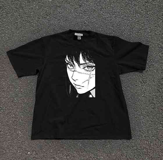 Футболка чоловіча з принтом аніме Людина-бензопила Йору Аса Мітака оверсайз (S/M/L) Черний Дніпро
