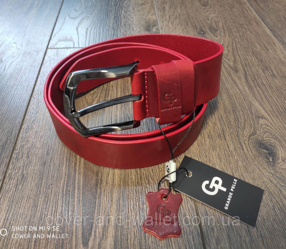 Широкий женский кожаный ремень красного цвета Grande Pelle Киев - изображение 3