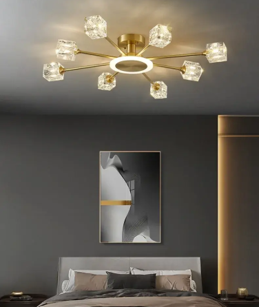 Светодиодная люстра Нептун 8810-B (Золотая) на 8+1 плафонов Винница