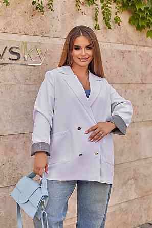 Жіночий базовий піджак на підкладці з манжетами Lavita Батал 54-56, Білий Київ