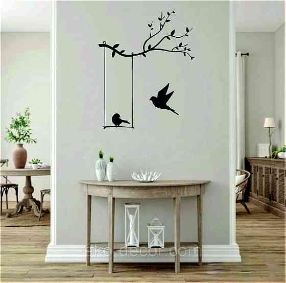 Декоративное настенное Панно «Птички», Декор на стену 70*57 см, Черный Киев