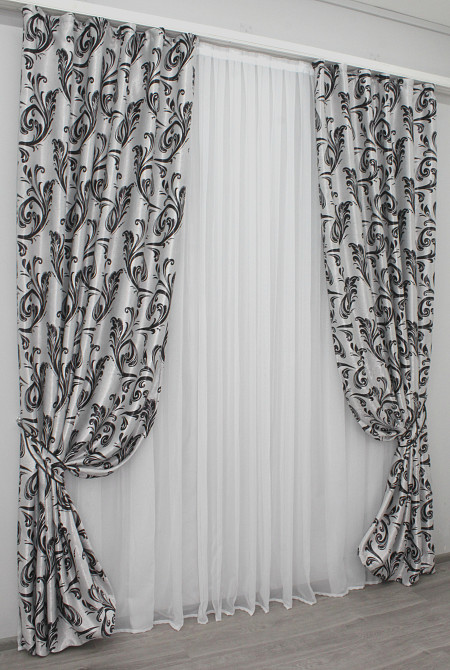 Комплект готовых штор VR-Textil Блэкаут Лилия № 140ш(Б) Серый 100х270 см 2шт (31-209) Киев - изображение 2