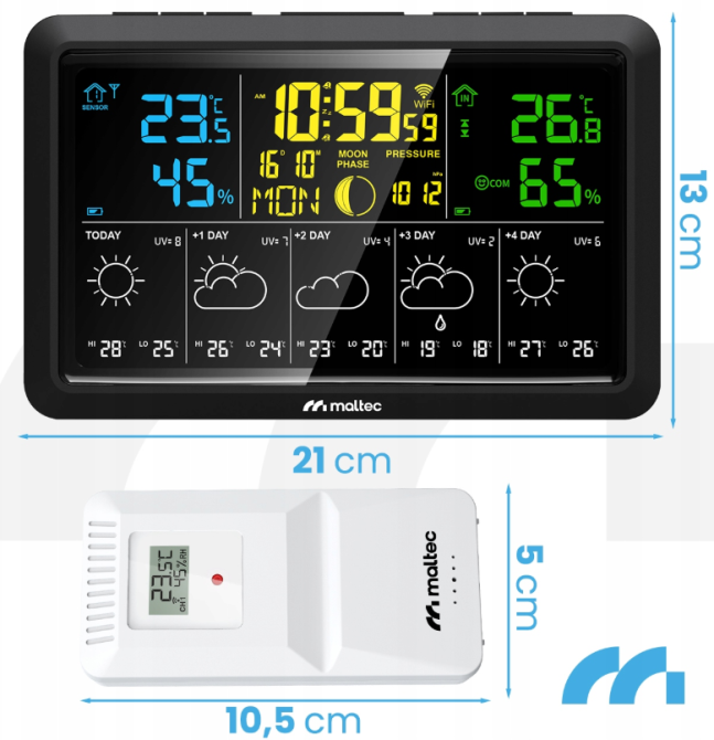Метеостанція бездротова з Wi-Fi: термометр, барометр, додаток, датчик Maltec (Польща) Київ - фото 2