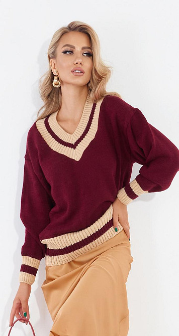 Светр з оздобленням у смужку (48-52) Київ - фото 1