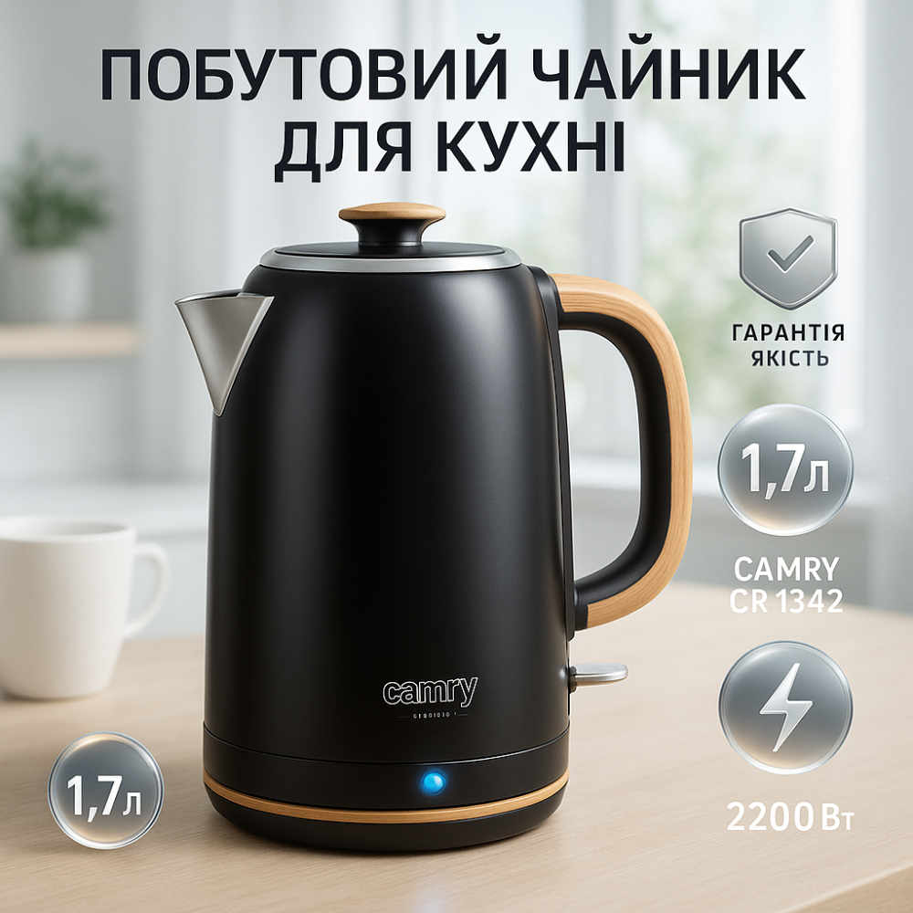 Электрочайник с корпусом нержавеющая сталь Camry CR 1342 1.7Л 2200Вт, Электрический чайник бесшумный HJ-23 Львов - изображение 15