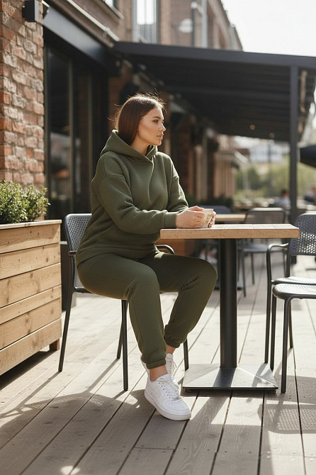 Жіночий спортивний теплий костюм на флісі батал Хакі 4XL/5XL Харків - фото 11