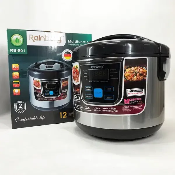 Готуй з комфортом! Мультиварка Пароварка Скороварка Rainberg RB-801 1500W 6л 12 програм Одеса - фото 6