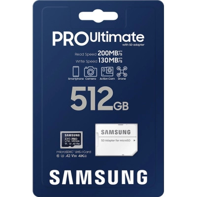 Карта памяти Samsung 512GB microSDXC class 10 UHS-I U3 V30 A2 Pro Ultimate (MB-MY512SA/WW) Винница - изображение 7