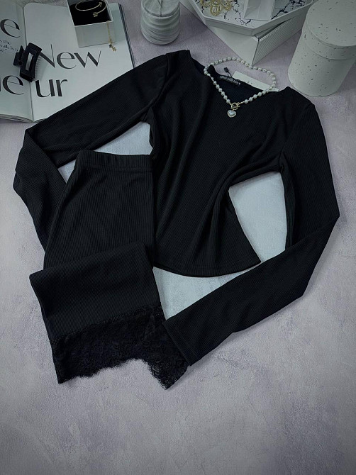 Женский стильный костюм кружево Лонг+юбка рубчик+кружево Одесса - изображение 6