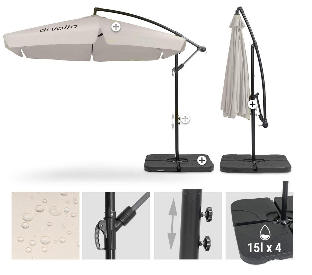 Парасолька садова Di Volio EMPOLI 300см кремова+ Основа садової парасольки Киев - изображение 3