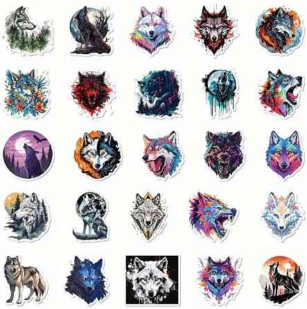 Набор из 50 водостойких наклеек «Волки» | Виниловые наклейки для ноутбука, доски, гитары или скейтборда Киев