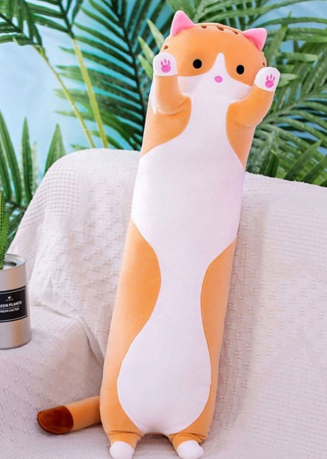 М’яка іграшка подушка кіт батон 70см — довгий плюшевий кіт для обіймів та сну Київ - фото 15