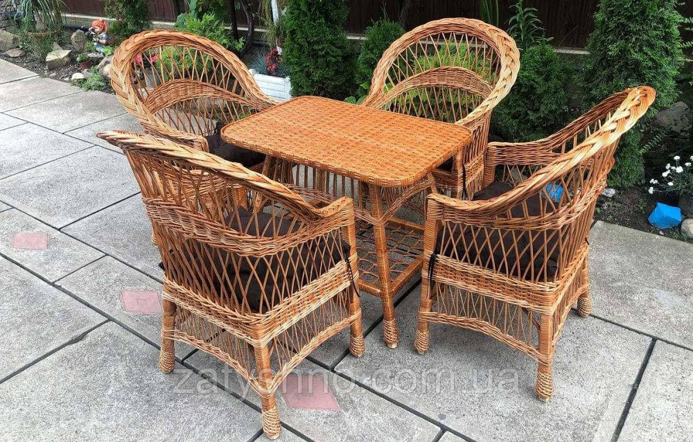 Комплект плетеной мебели 4  кресла и стол Киев - изображение 2