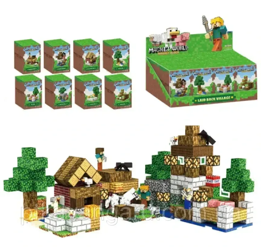 Магнітний конструктор майнкрафт село 400 магнітних блоков, 8в1 наборов T 9910 Хмельницький - фото 1