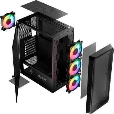 Корпус Logic concept PORTOS MESH+GLASS ARGB fans 4x120mm BLACK (AT-PORTOS-10-0000000-0002) Вінниця