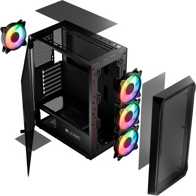 Корпус Logic concept PORTOS MESH+GLASS ARGB fans 4x120mm BLACK (AT-PORTOS-10-0000000-0002) Вінниця - фото 6