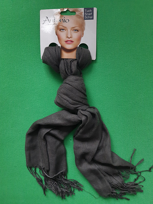 Шарф серого цвета - размер шарфа приблизительно 170*65см, 100% полиэстер Киев - изображение 1