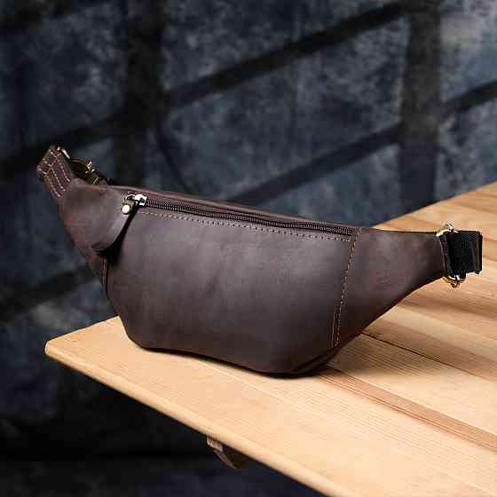 Удобная сумка-бананка для мужчин из натуральной винтажной кожи Shvigel 23121 Коричневый Киев