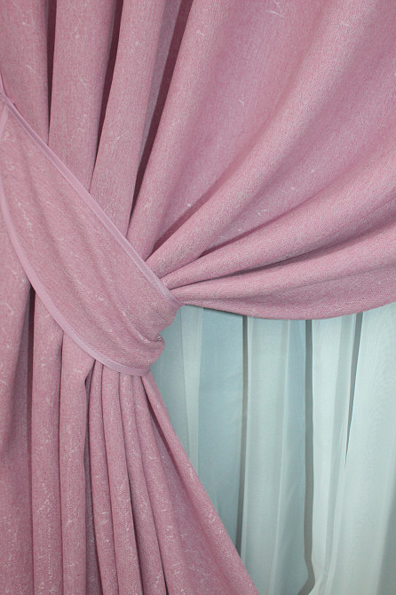 Комплект готових штор VR-Textil Льон № 1345ш Рожевий 150х270 см 2 шт (33-0296) Київ - фото 4