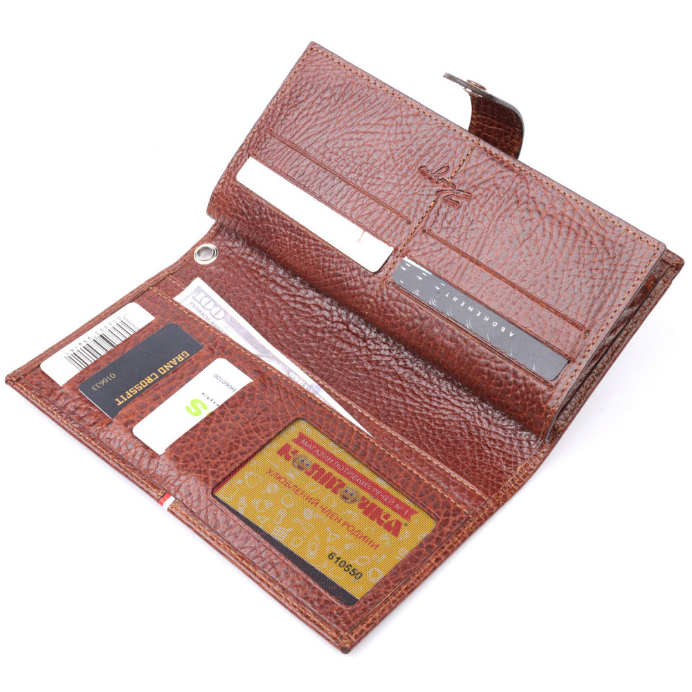 Оригінальний клатч із натуральної шкіри Коричневий (KARYA) Київ - фото 1