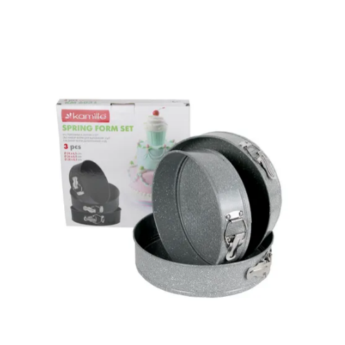 Набір роз'ємних форм для випікання 3шт (24/26/28*6,5см) вуглецева сталь (блакитний,беж) 6031 KAMILLE Житомир - фото 13