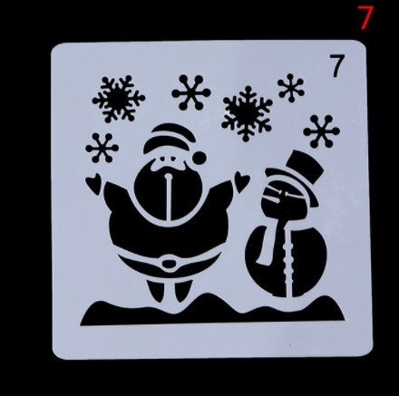 Новогодний трафарет Дед Мороз и снеговик 13 на 13 см серый Киев - изображение 1