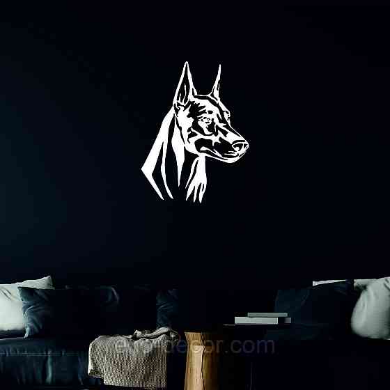 Декоративне настінне Панно «Доберман», Декор на стіну 70*53 см, Білий Київ