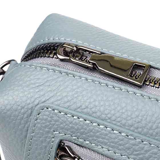 Елегантна жіноча сумка з натуральної шкіри із сучасним декором Vintage 22925 Блакитний Київ