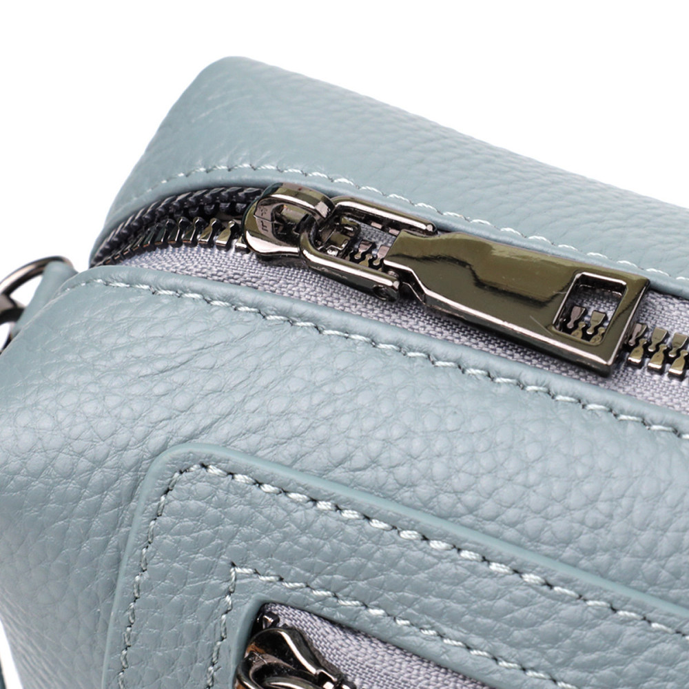 Елегантна жіноча сумка з натуральної шкіри із сучасним декором Vintage 22925 Блакитний Київ - фото 5